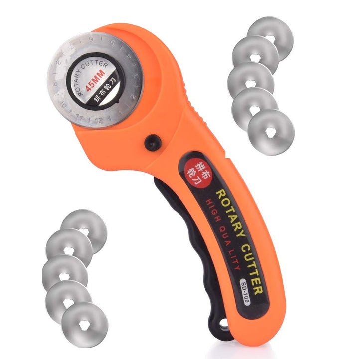 Useful Manual Sewing Roller Cutter Rotary Blade 45 mm with 10 Extra Blade