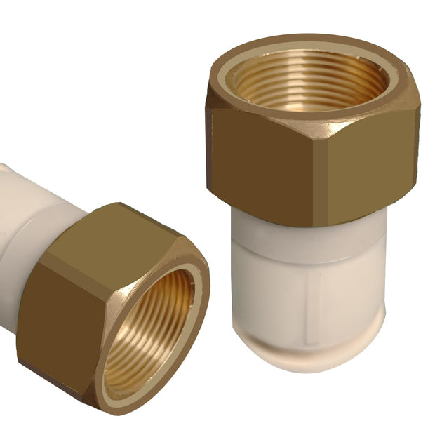 Water Pipe Connector, 1 Inch Brass Female Thread Adapter with 3/4 Inch Bush Attachment