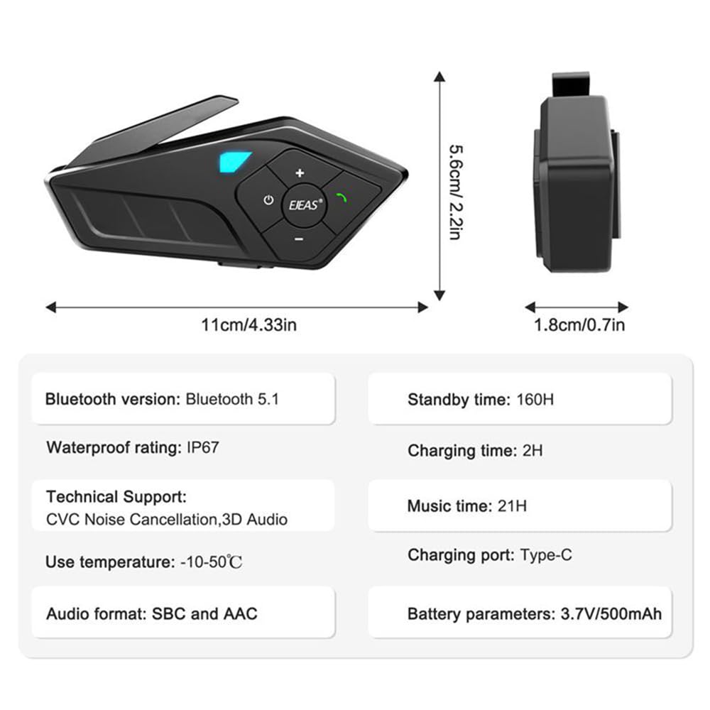 Ejeas E1-Pro Bluetooth Helmet On Ear Headset With Noise Reduction And Voice Assistant