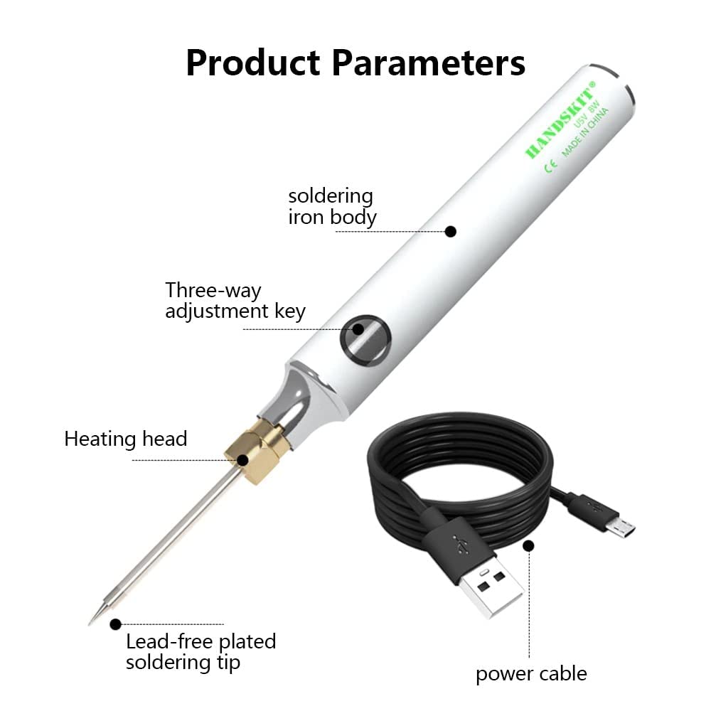 USB Soldering Iron, 8W Mini Portable Solder Tool with 3-Speed Temperature Control & Auto Sleep Function amiciKart c0tmiz-hs.myshopify.com