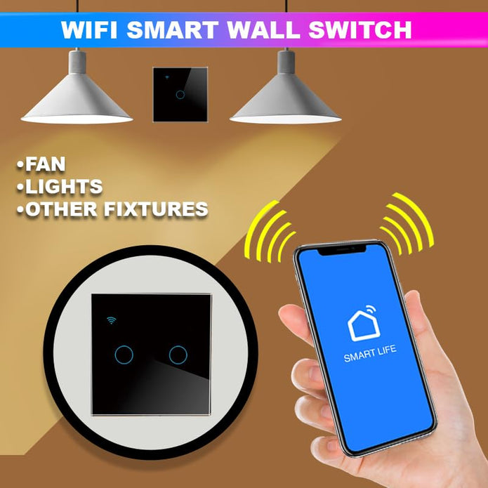 WiFi Touch Switch – 4 Gang, 230V/10A, Alexa/Google Compatible, Interlocking, SmartLife App