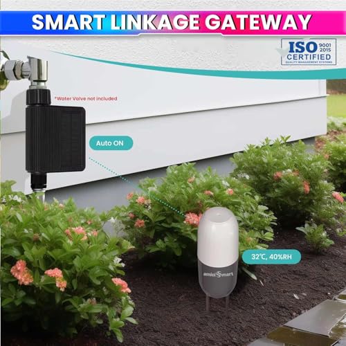 WIFI Smart Solar Water Timer & Irrigation Controller with DN20 Valve & Soil Moisture & Temperature Sensor, IP65 Waterproof, Solar +Type-C Rechargeable
