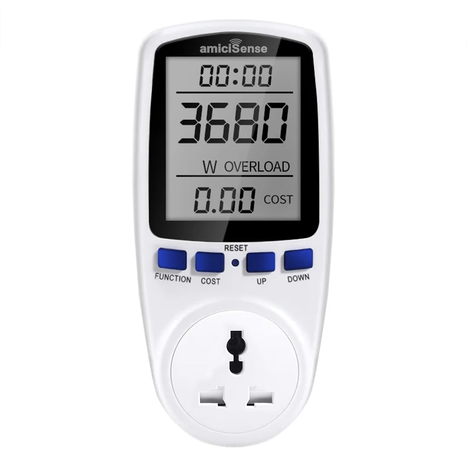 Digital Power Meter Plug – Voltage, Amps & Frequency Test & Cost Monitor 16A Capacity with Real-Time amiciKart