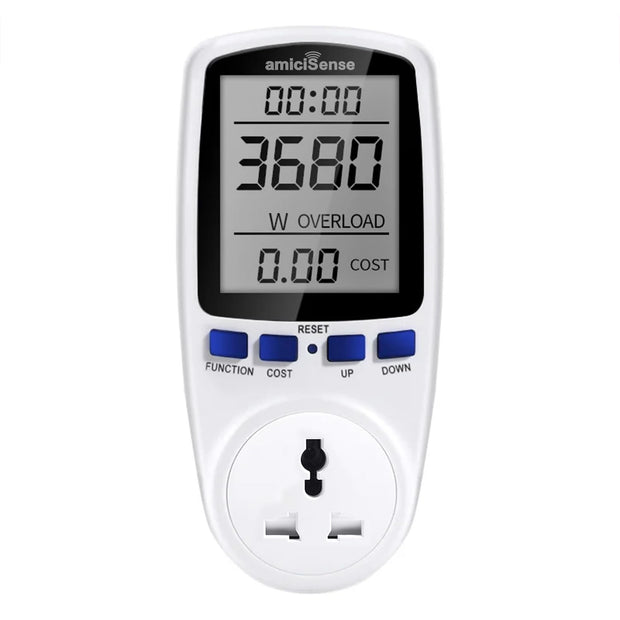 Digital Power Meter Plug – Voltage, Amps & Frequency Test & Cost Monitor 16A Capacity with Real-Time amiciKart