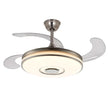 Ceiling Fan with Light & Bluetooth Speaker – Modern Invisible Chandelier, 6 Speeds & Remote