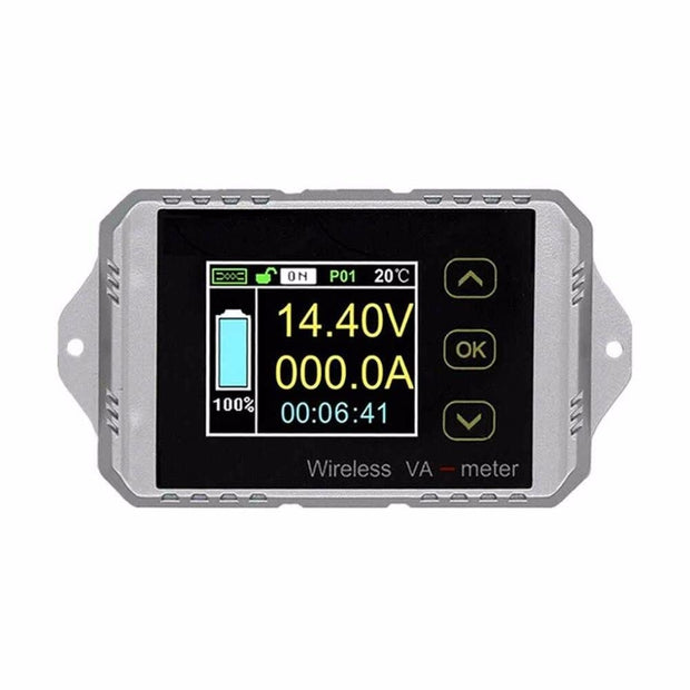 DC 100A 120V Wireless Coulometer, Battery Monitor with Voltage, Current, Power Display