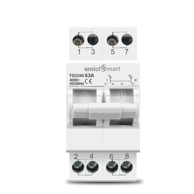 63A Dual Power Manual Transfer Switch 400V, 3-Phase Changeover Switch Power Source for Main & Backup Supply