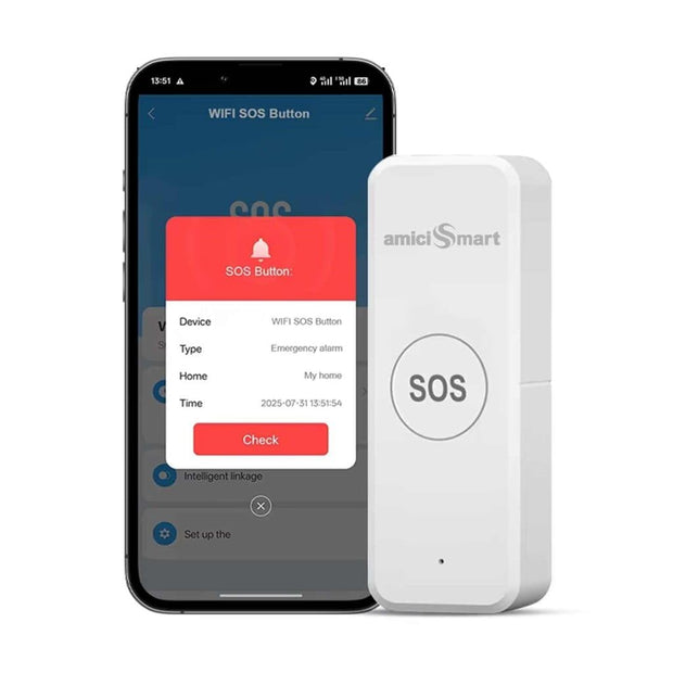 Wi-Fi SOS Call Button Wireless Emergency Alert Transmitter One-Touch Alarm SmartLife App Control