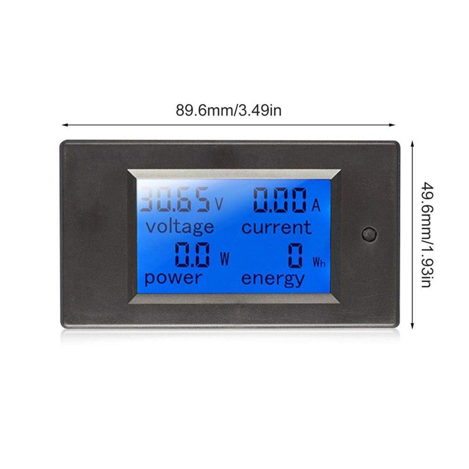 DC 4-in-1 Energy Meter, 6.5–100V 20A (2kW) Power Meter with Digital Display & Blue Backlight