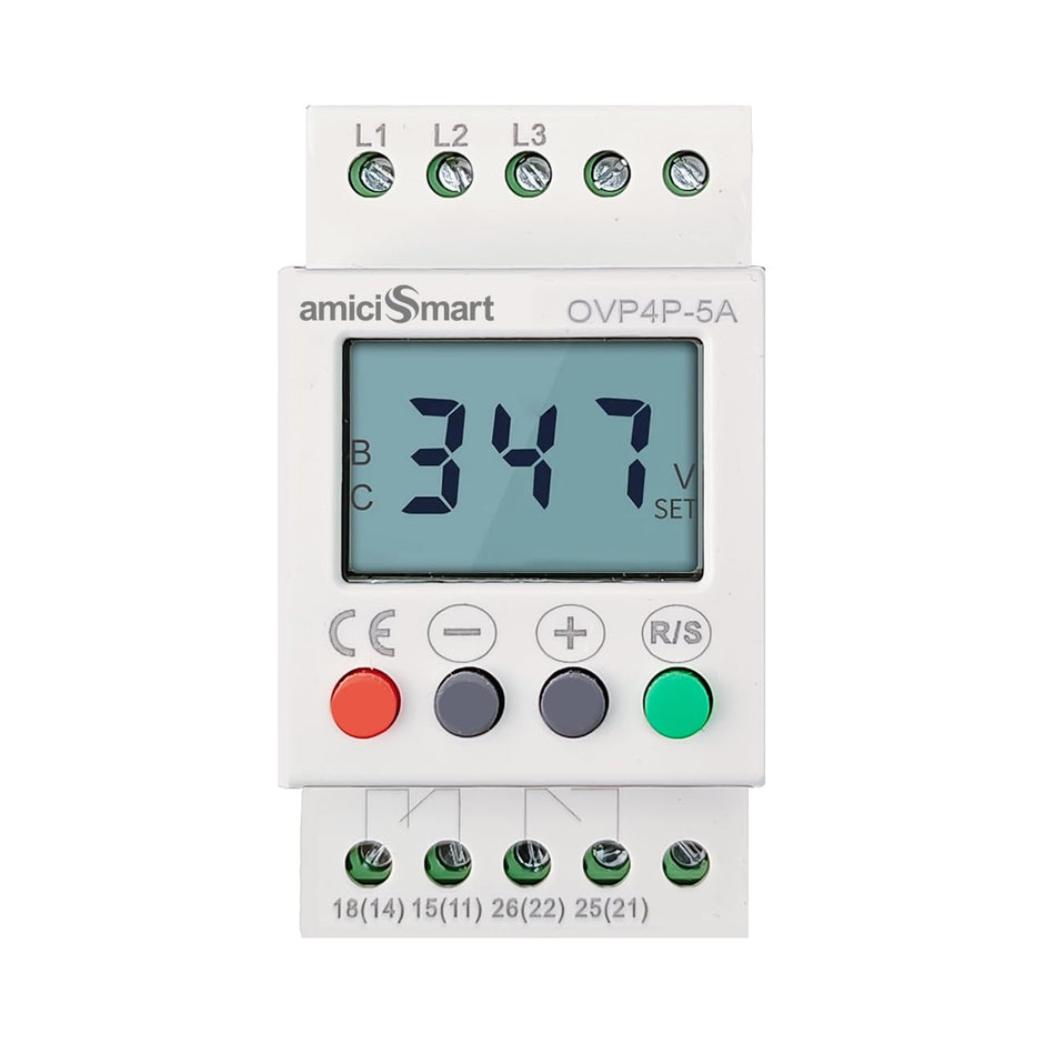 3 Phase Adjustable Over/Under Voltage & Phase balance Protector 300–500V with LCD Display Multi-Protection Relay amiciKart