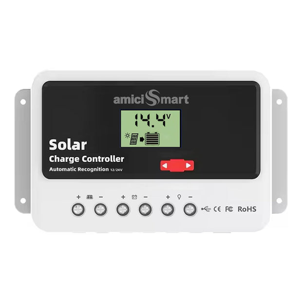 Solar Charge Controller Intelligent Battery Regulator for Lead Acid & Lithium Battery with 3A USB Port