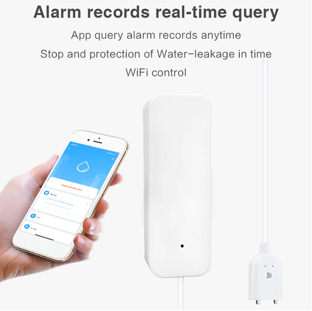 amiciSmart WiFi Water Leakage Detector, SmartLife App Compatible Water Overflow Alarm, Smart Leak Sensor with 2xAAA Battery