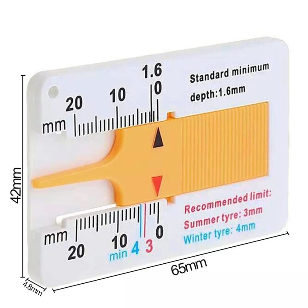 amiciTools Tyre Thread Measuring Gauge, 0~20mm Depth Gauge for Car Bike Wheel