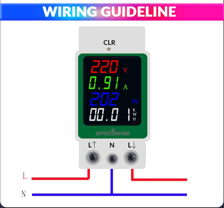 AC Digital Energy Meter – 160–275V, 100A, LED Display, Din Rail Mount