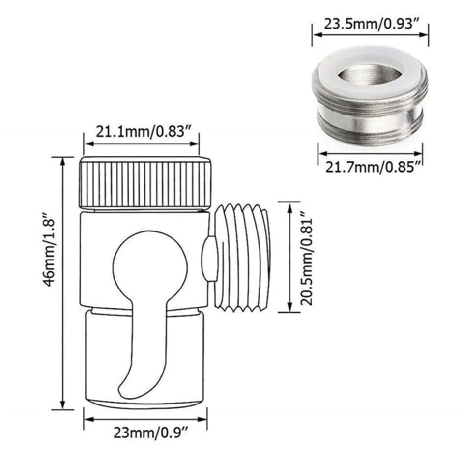 Tap Diverter Valve Faucet Splitter, Water Tap Connector with F22 Input with M24 Adapter