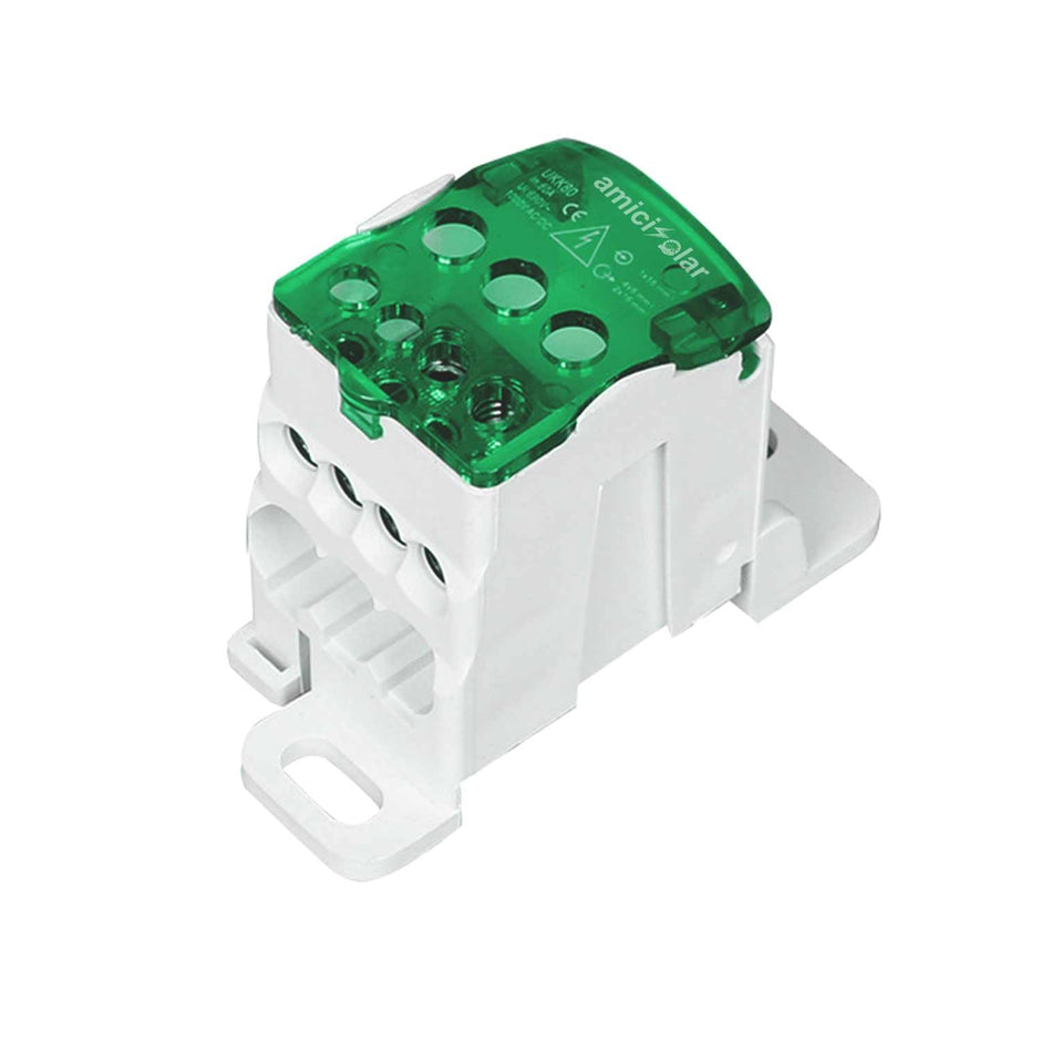 amiciSolar Heavy-Duty Terminal Block Junction Box | Multiple Output Ports with Brass Connectors