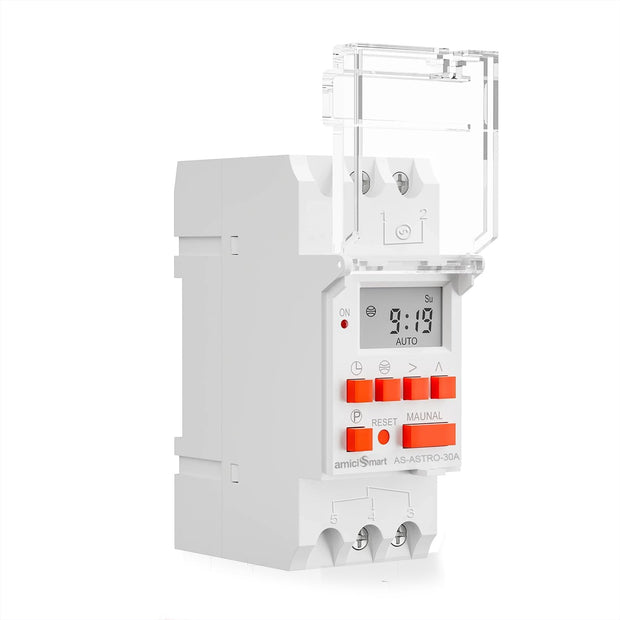 Astronomical Timer Switch with Automatic Sunrise & Sunset Calculation by Latitude & Longitude & Manual 16 Programmable Settings(220VAC,30A)
