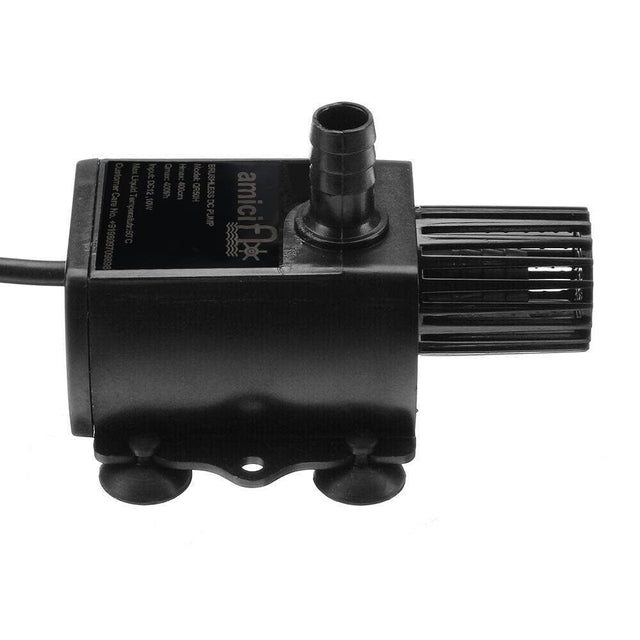 amiciFlo Mini Submersible Pump 10W, 12V DC Brush-Less, BLDC Motor with 400L/H Flow Rate & 4m Lift for Fish Tank, Fountain, Adjustable Flow with LED