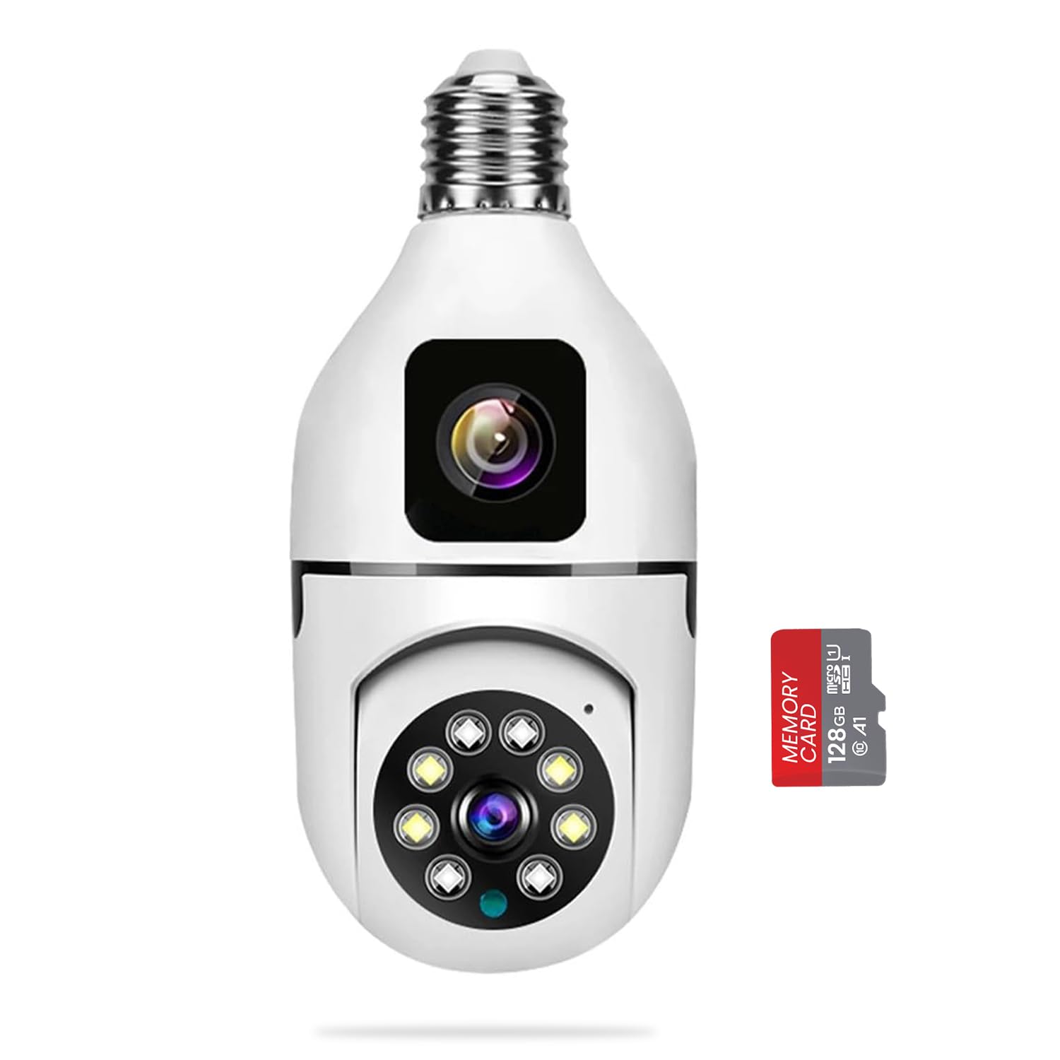 Dual Lens 360° + 90° CCTV Camera with Night Vision, Two-Way Audio, Motion Alerts, WiFi App Control 220VAC