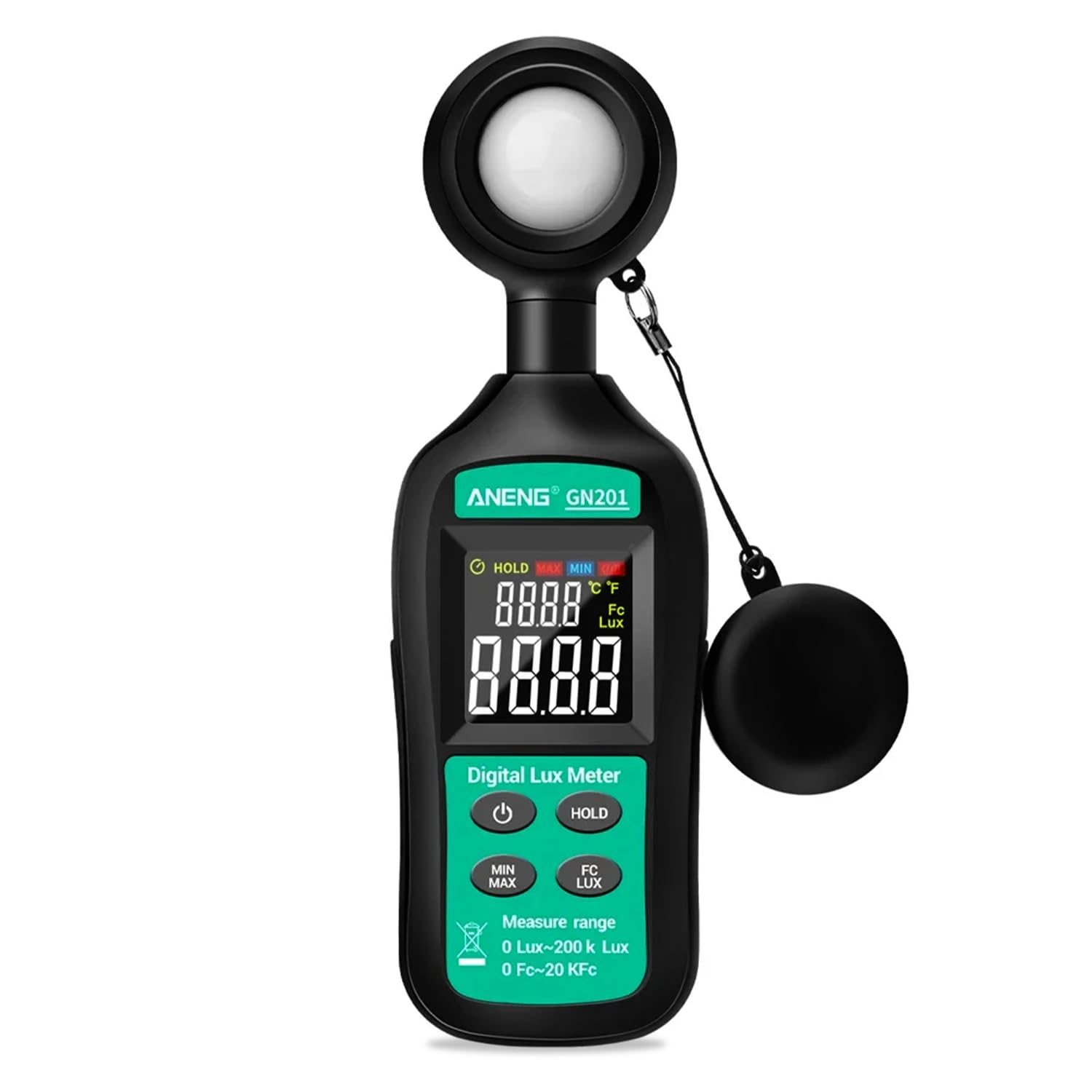 Digital Luxmeter, 200K Lux Photometer with 0.5sec Response Time with 4-Digit Digital Display amiciKart