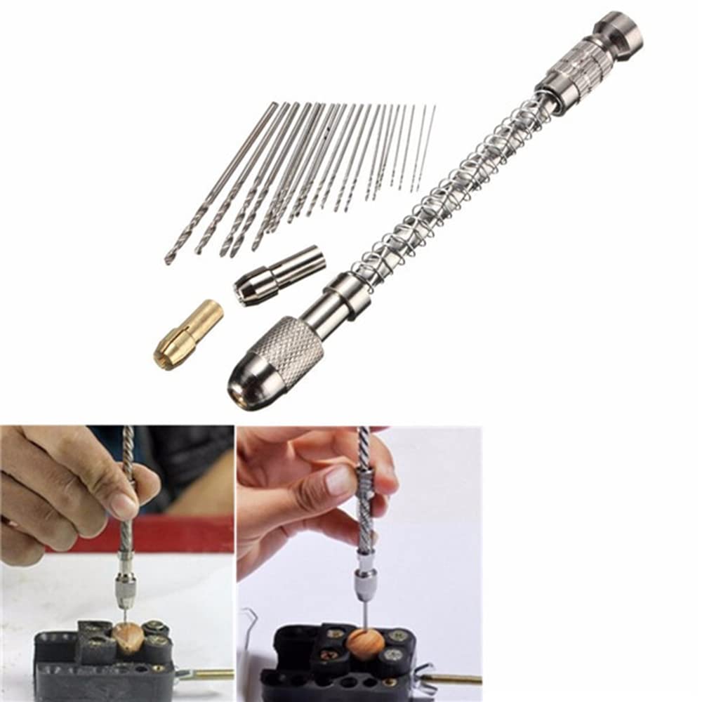 Semi-Automatic Wood Model Manual Bits and 2 Chuck Hand Twist Drill for Jeweler (Silver) -20pcs amiciKart c0tmiz-hs.myshopify.com