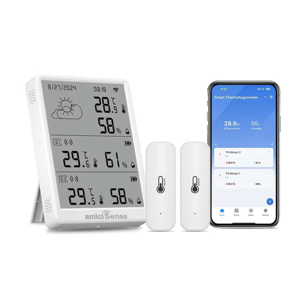 6293010 Digital Air Quality Monitor 4-in-1 CO₂, PM2.5, Temperature & Humidity Tracker with LED Display & Smart Alerts amiciKart 6293010