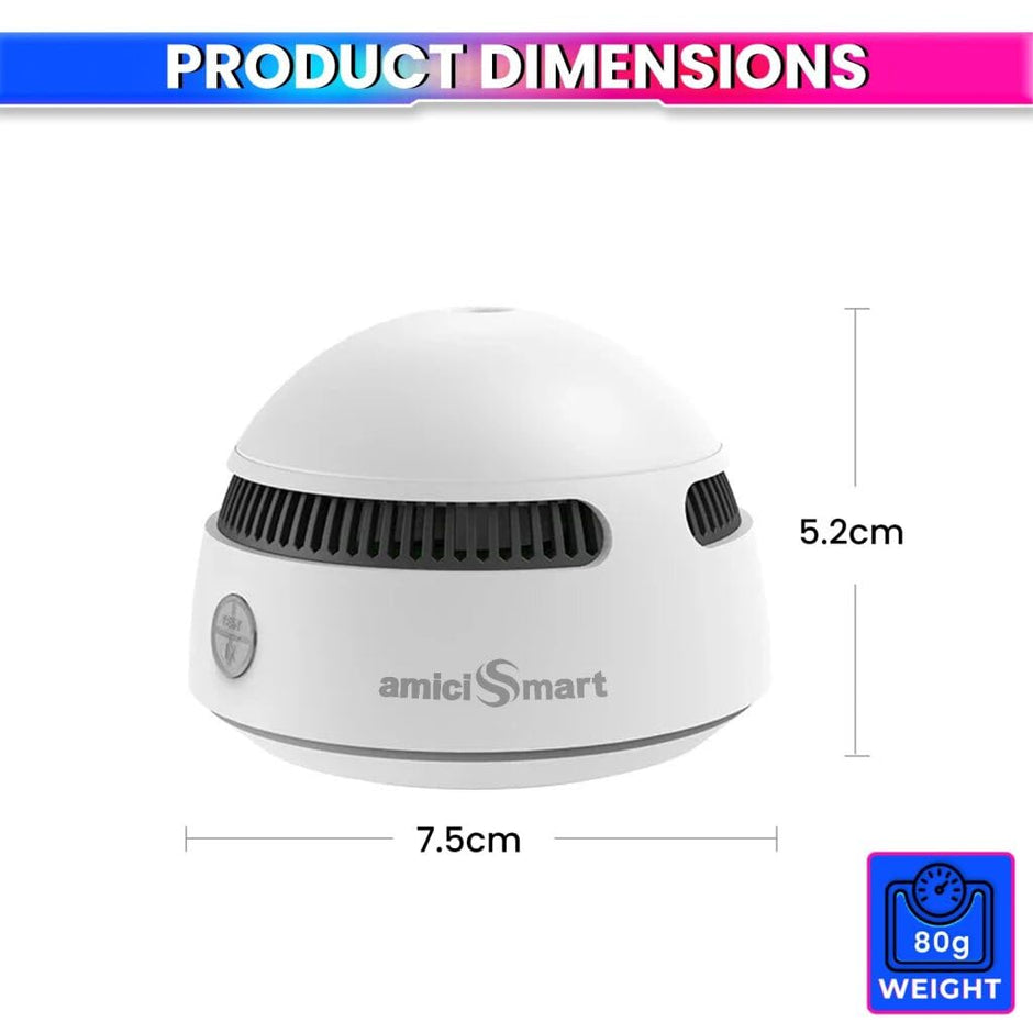 Wi-Fi Smoke Detector & Fire Alarm Sensor with Photoelectric Battery Operated Remote Monitoring Loud Alert (85dB)