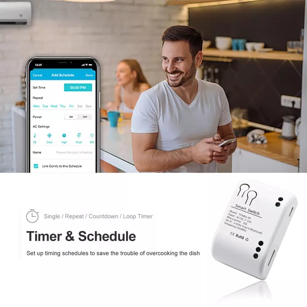 WiFi Smart Switch Relay, Timer Switch Remote Control DC 7~32V, 10A 220V AC/DC, Alexa, Google & SmartLife App amiciKart c0tmiz-hs.myshopify.com