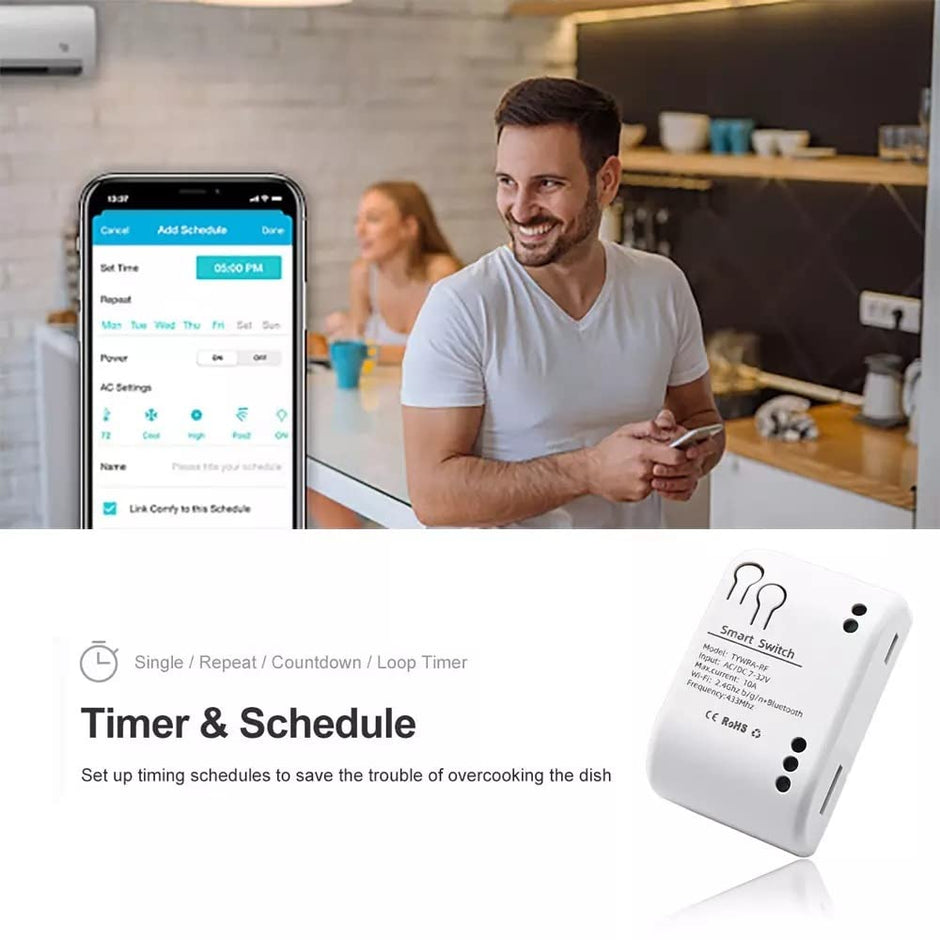 WiFi Smart Switch Relay, Timer Switch Remote Control DC 7~32V, 10A 220V AC/DC, Alexa, Google & SmartLife App amiciKart c0tmiz-hs.myshopify.com