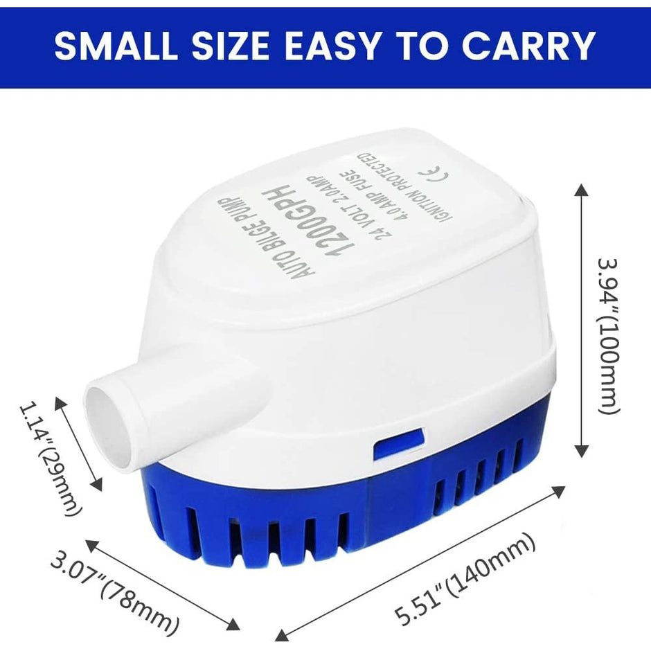 24V DC Bilge Pump, Intelligent Submersible Pump with Automatic On/Off Switch