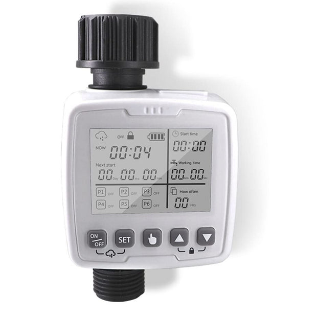 Automatic Irrigation Timer with Rain Sensor, 6 Programs, Child Lock & Battery Operated