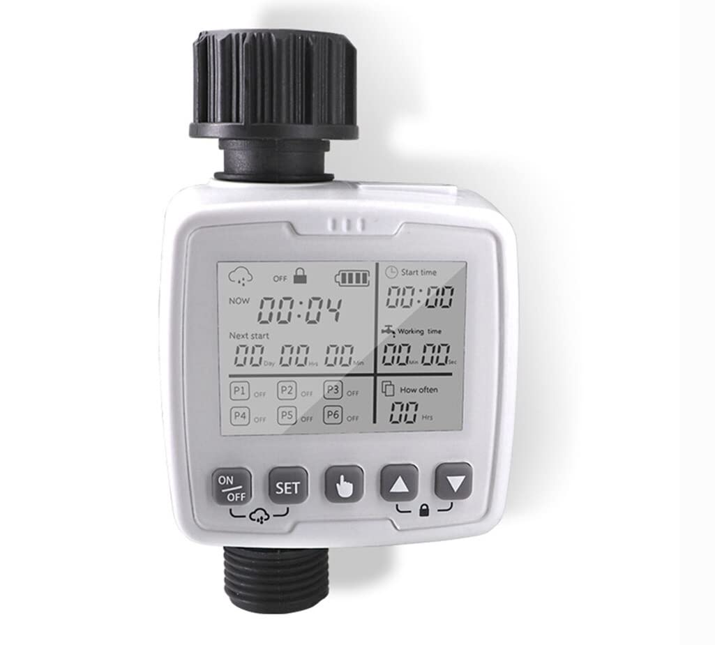Automatic Irrigation Timer with Rain Sensor, 6 Programs, Child Lock & Battery Operated