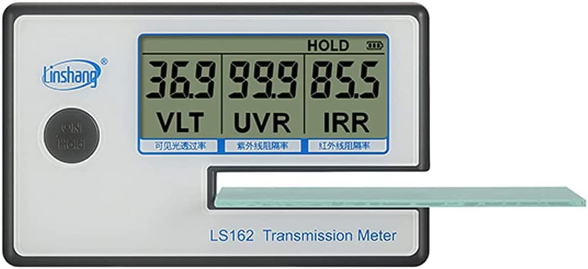Light Transmission Meter, 8mm Glass Tint Tester with VLT, UVR & IRR, 4×AAA Batteries Included amiciKart