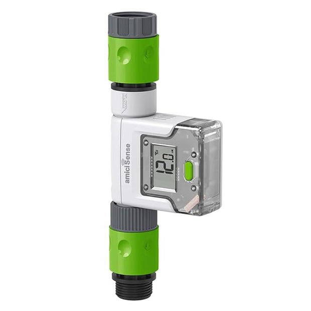 WiFi Garden Hose Water Flow Meter – LCD & App Tracking, Usage Alerts, 3/4” Hose Compatible