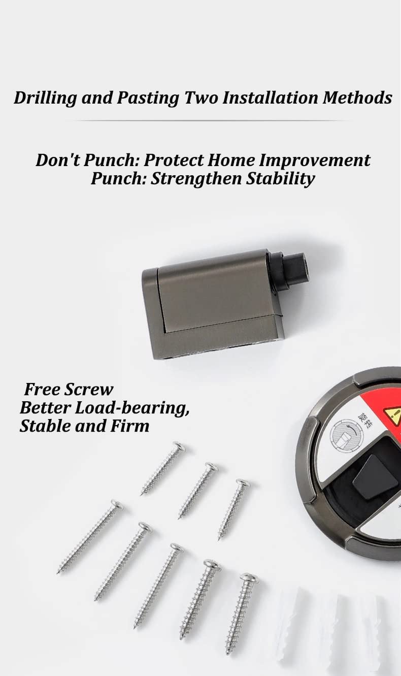 Door Stopper, Self-Locking Door Holder with Adjustable Height Floor Mounted