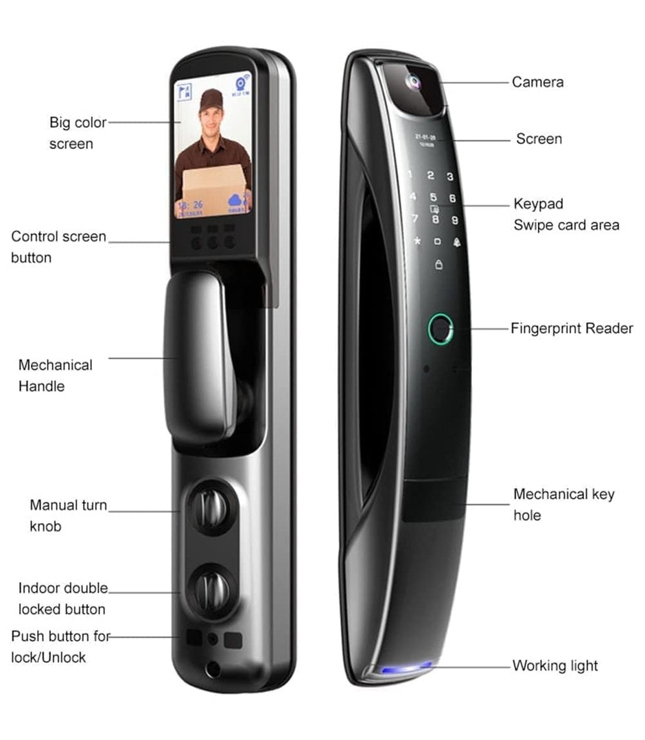 Intelligent WiFi Door Lock with Camera, Video Doorbell & Multiple Unlock Modes