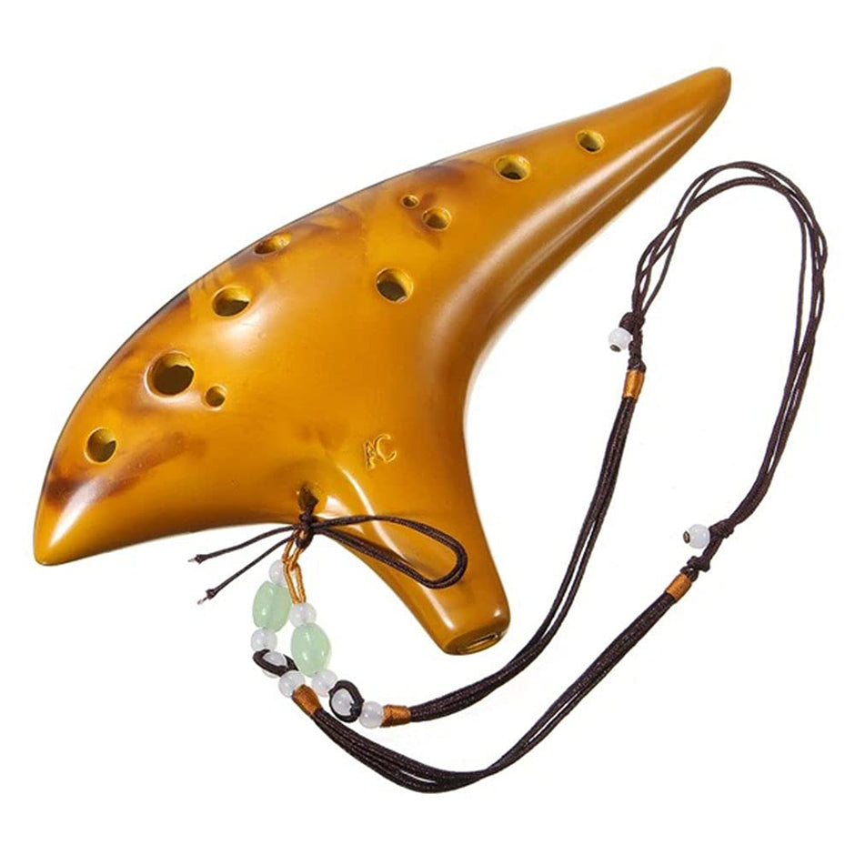 12 Hole Ocarina Alto C Key Ceramic Flute Folk Musical Instrument with Neck Strap, Carry Bag & Music Score amiciKart