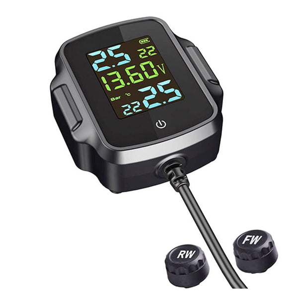 Bike TPMS, 3-in-1 Tyre Pressure Monitoring System with QC 3.0 Fast Charging & Battery Voltage Monitoring