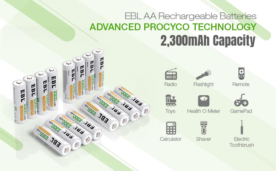 EBL 2300mAh AA Rechargeable - Pack of 4 Battery amiciKart c0tmiz-hs.myshopify.com