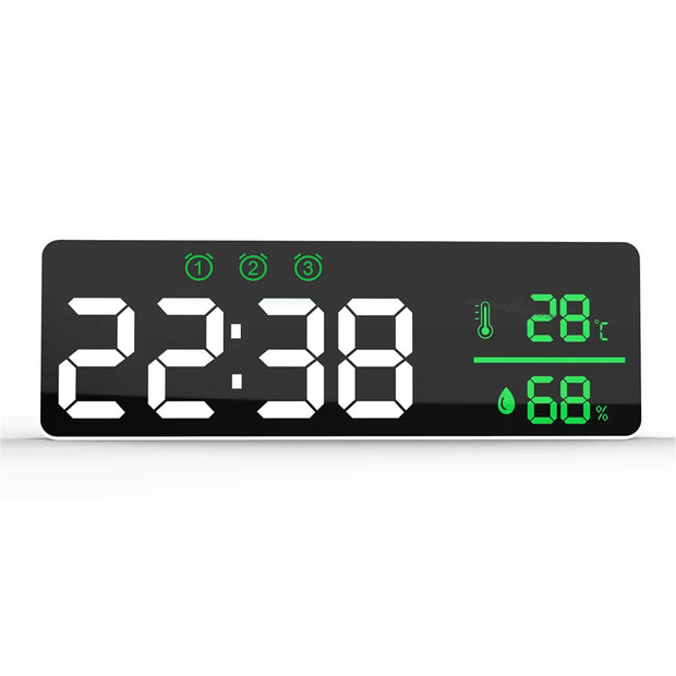 6293007 Digital LED Alarm Clock – Temperature & Humidity Display, Triple Alarm, Large LED Screen amiciKart 6293007