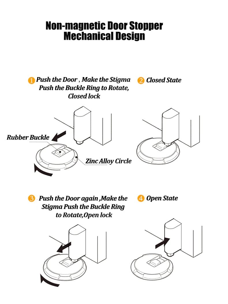 Door Stopper, Self-Locking Door Holder with Adjustable Height Floor Mounted