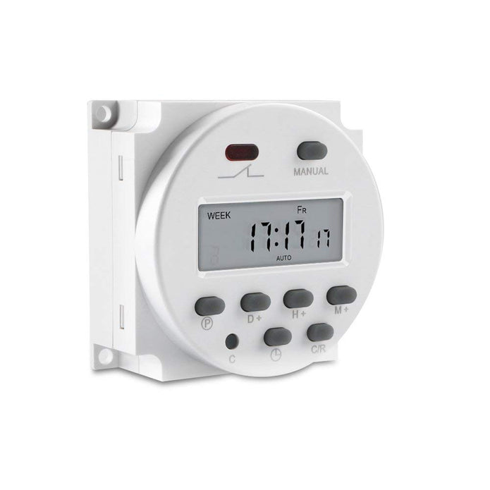 CN101A Digital LCD Programmable Timer Switch Relay AC 220V, 16A (White)