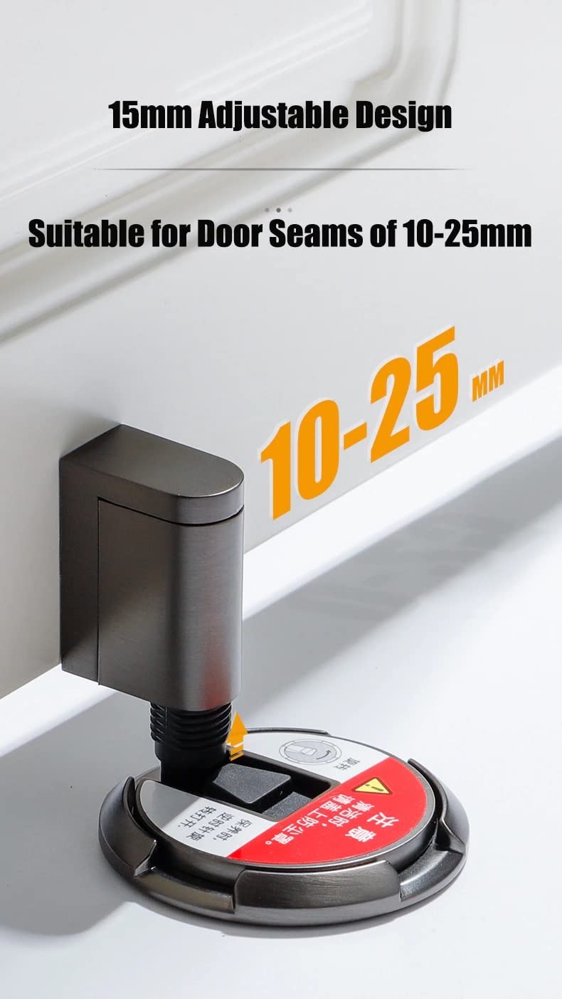 Door Stopper, Self-Locking Door Holder with Adjustable Height Floor Mounted