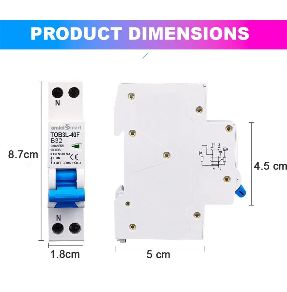 32A Circuit Breaker with Over Current and Leakage Protection, 220VAC