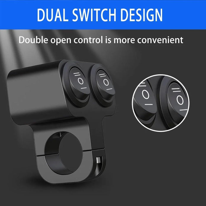 12V Waterproof 22mm Motorcycle Handlebar Switch – Dual Control Button for Fog Lamps & Accessories