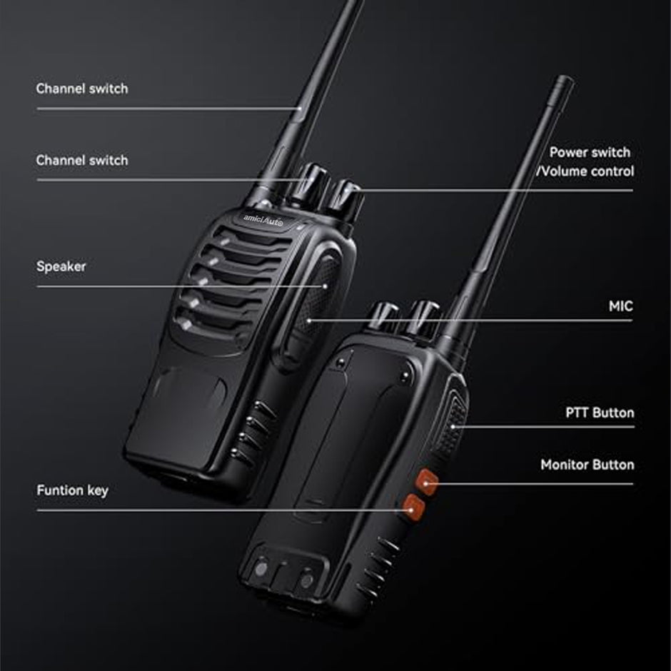 Walkie Talkie 2-Way Radio with 16 Channel Rechargeable Handheld Transceiver with Flashlight & Low Battery Alarm