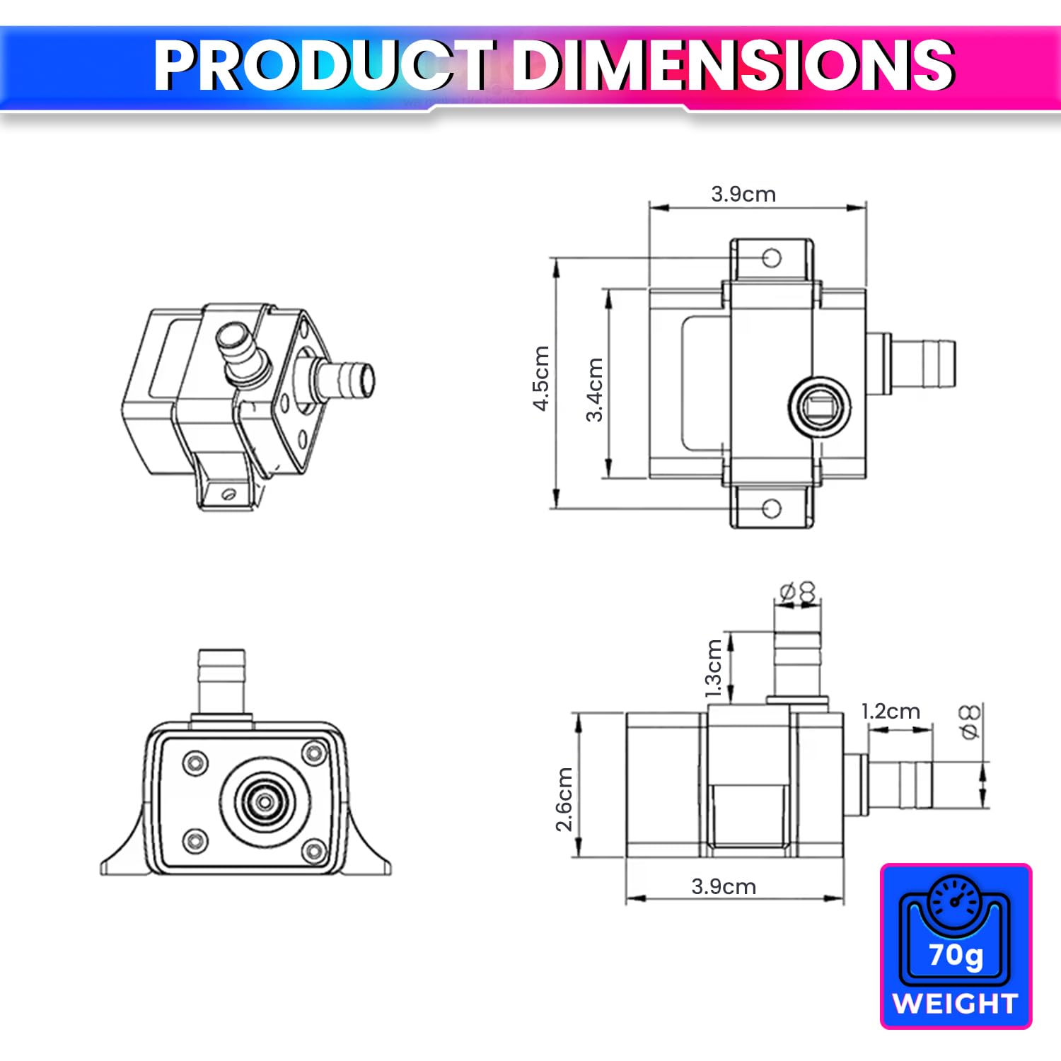 12V DC Brushless Submersible Water Pump, 4.8W Motor 240LPH Flow Rate, 3M Lift Height & Ultra-Quiet Operation amiciKart c0tmiz-hs.myshopify.com
