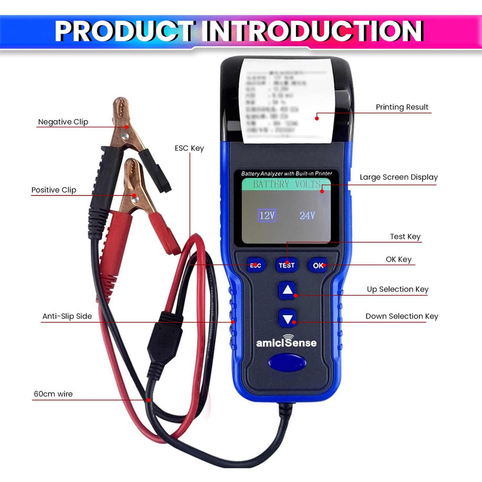 Car Battery Analyzer, 100~2000 CCA Battery Auto Cranking and Charging State Tester, 12/24V Battery Health Test amiciKart c0tmiz-hs.myshopify.com