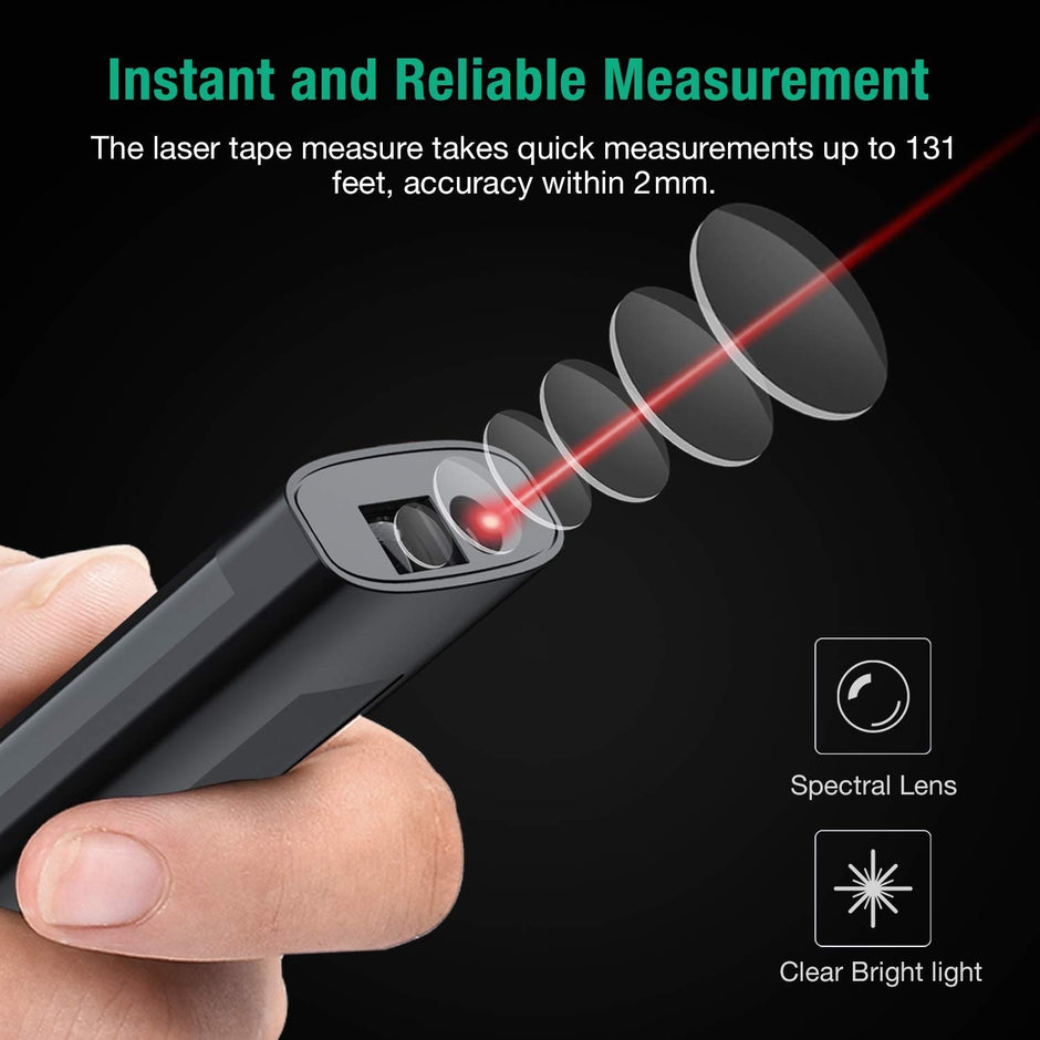 Laser Distance Meter, 40M Multi-Functional Laser Sensor for Area/Volume/Pythagorean Measuring Tool with Back-Lit, Auto Power Off and USB Rechargeable