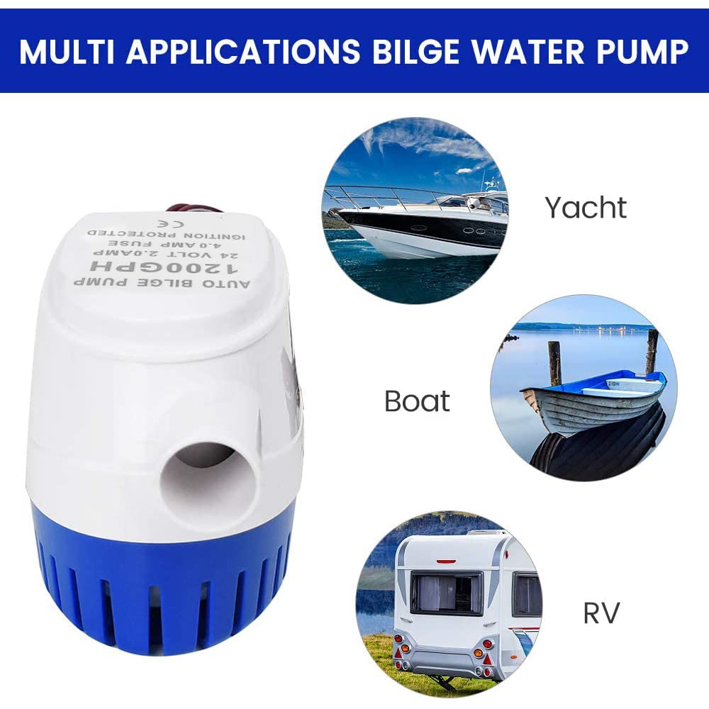 24V DC Bilge Pump, Intelligent Submersible Pump with Automatic On/Off Switch